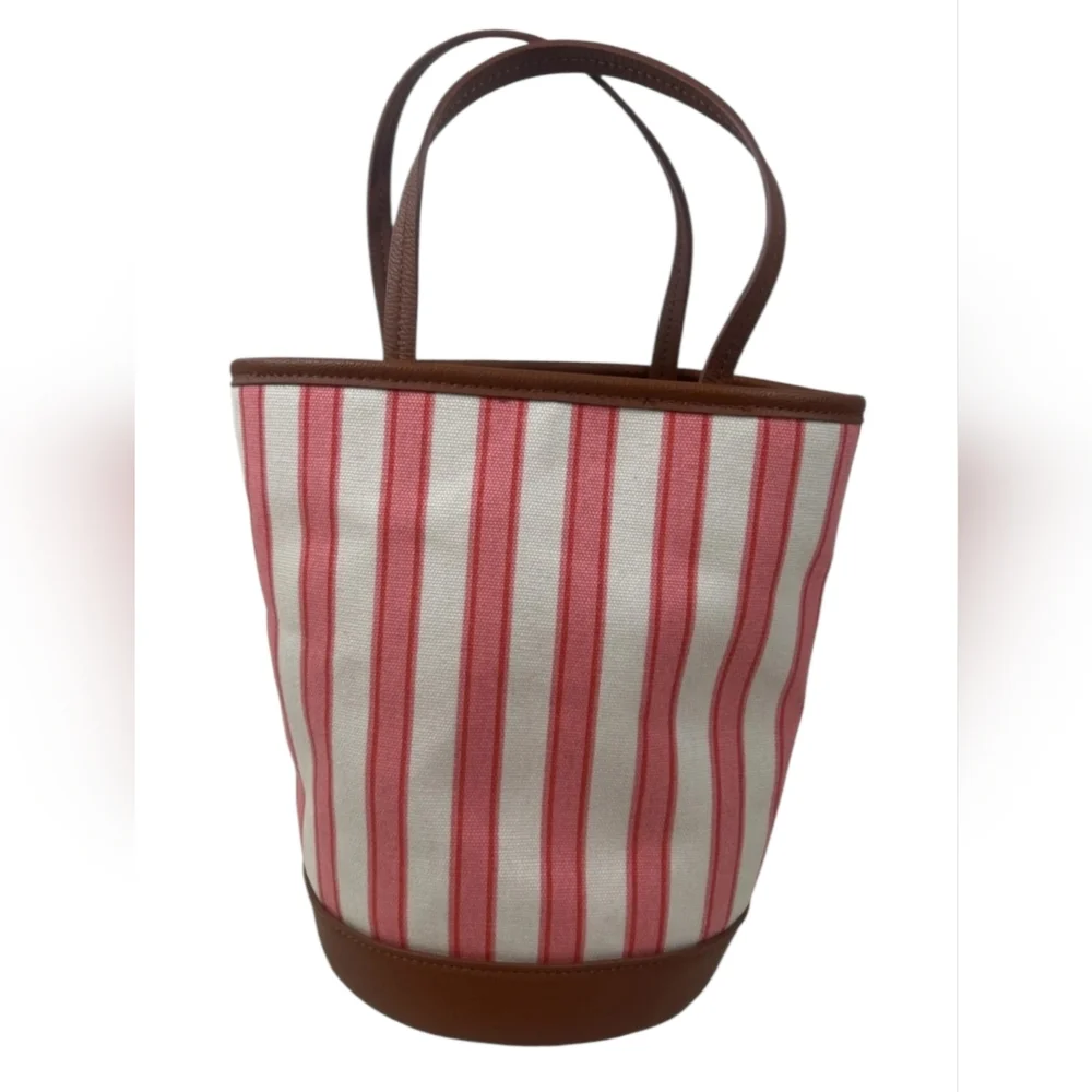 Universal Thread - NEW Striped Canvas Bucket Satchel / Crossbody Vegan Leather